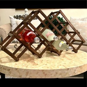 VINTAGE Wood Accordion DECOR, Wine Rack, Brown
